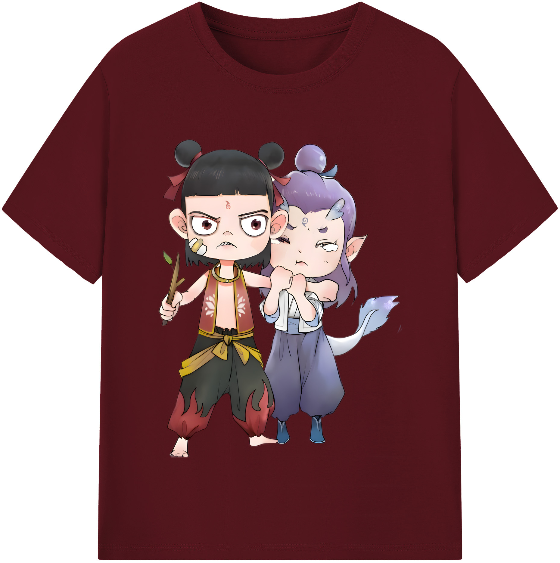 （画像用） Ne Zha 2 ナタ 魔童の大暴れ 綿100％半袖Tシャツ（フロントプリント）